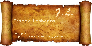 Fetter Lamberta névjegykártya